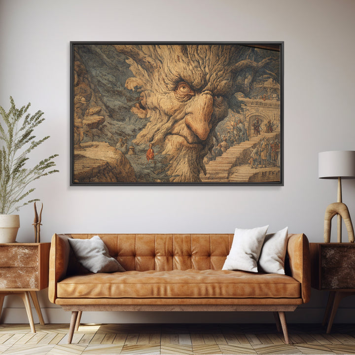 The Hollow-Tree Monster, Medieval Grotesque Art, Landscape Wall Art, Gothic Horror Wall Art, Canvas Print, Halloween Wall Art