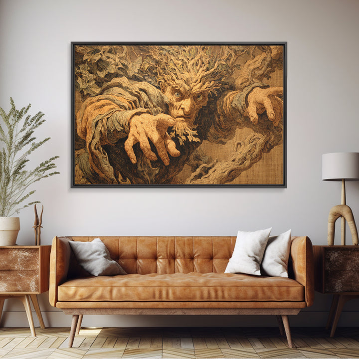 The Hollow-Tree Monster, Dark Renaissance Art, Landscape Wall Art, Gothic Horror Wall Art, Framed Canvas Print