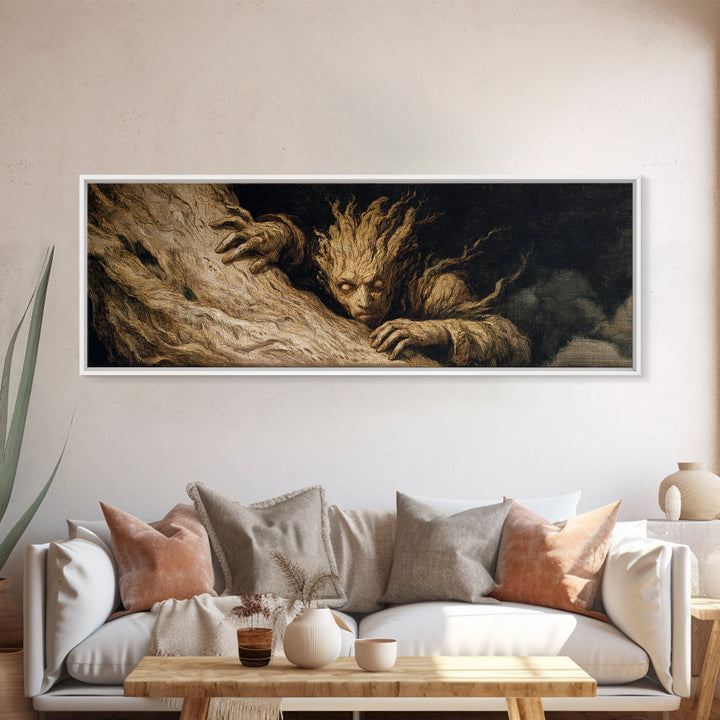 The Hollow-Tree Monster, Gothic Nightmare Art, Extra Wide Wall Art, Macabre Wall Art, Framed Canvas Print, Halloween Wall Art