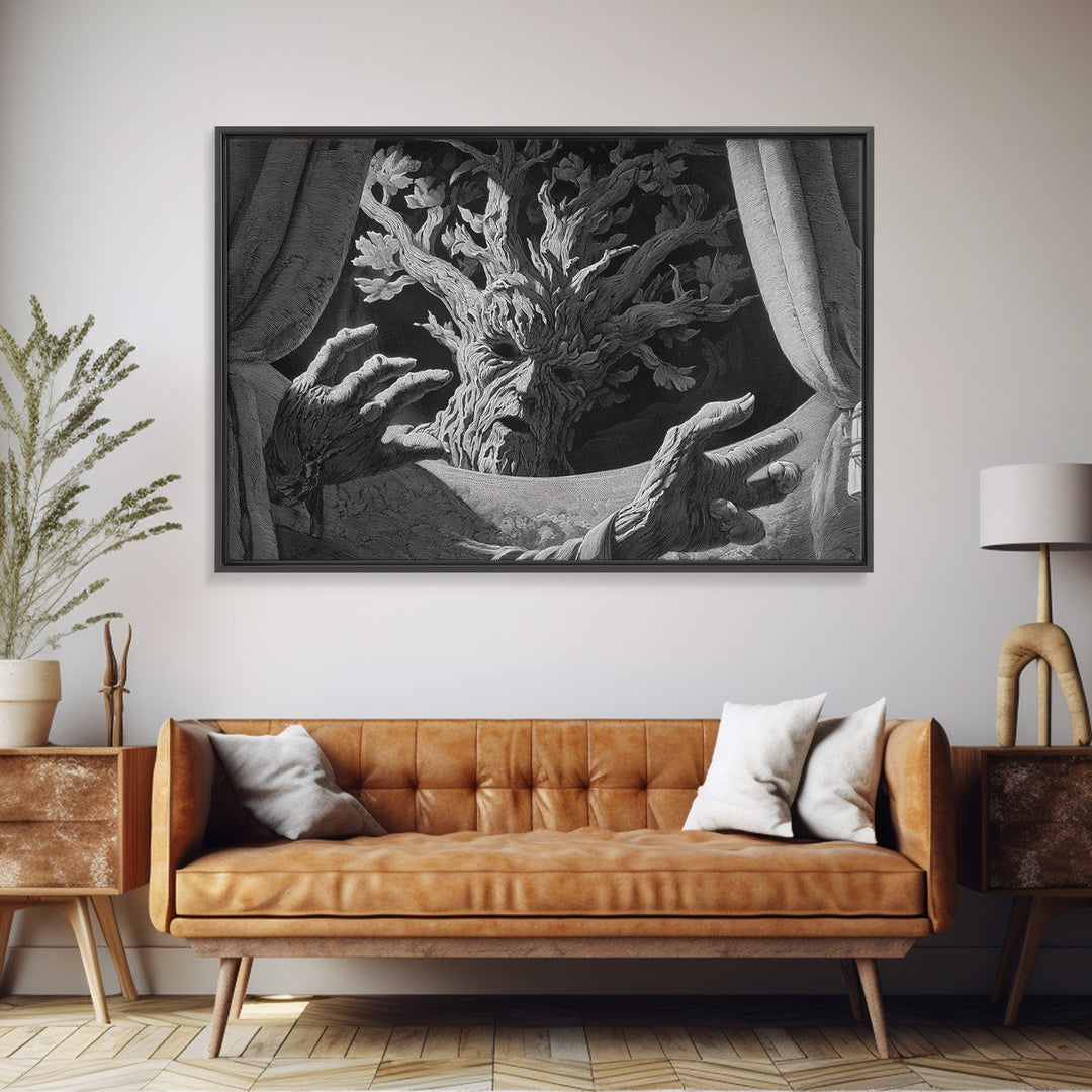 The Hollow-Tree Monster, Visionary Gothic Art, Landscape Wall Art, Dark Fantasy Wall Art, Canvas Print, Halloween Wall Art