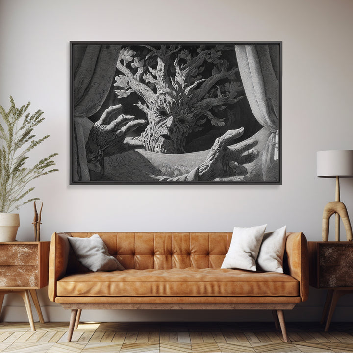The Hollow-Tree Monster, Visionary Gothic Art, Landscape Wall Art, Dark Fantasy Wall Art, Canvas Print, Halloween Wall Art