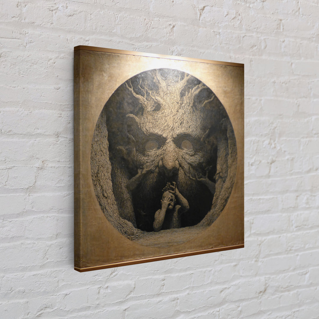 The Hollow-Tree Monster, Symbolist Dream Art, Square Wall Art, Macabre Wall Art, Framed Canvas Print, Halloween Wall Art
