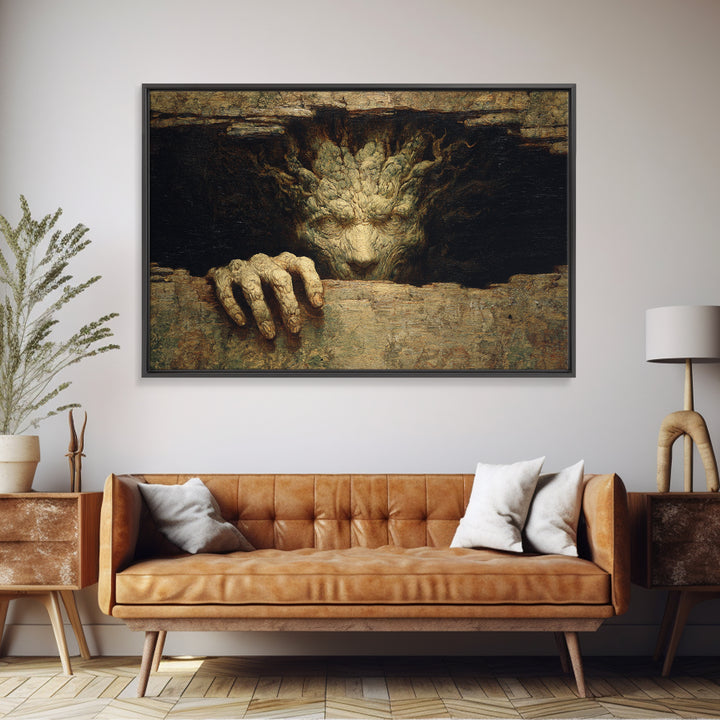 The Hollow-Tree Monster, Symbolist Gothic Landscape, Landscape Wall Art, Dark Fantasy Wall Art, Framed Canvas Print, Halloween Wall Art