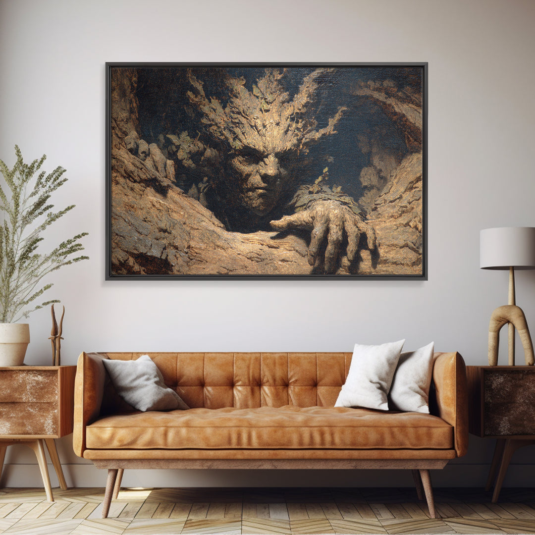 The Hollow-Tree Monster, Ornate Symbolist Art, Landscape Wall Art, Macabre Wall Art, Canvas Print, Halloween Wall Art