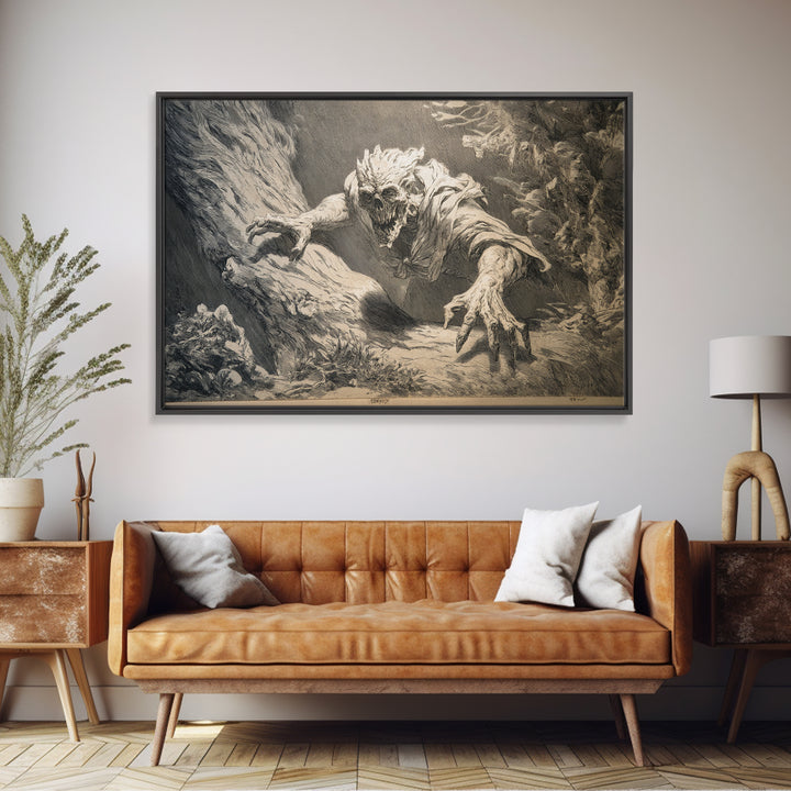 The Hollow-Tree Monster, Decadent Gothic Art, Landscape Wall Art, Gothic Horror Wall Art, Canvas Print, Halloween Wall Art