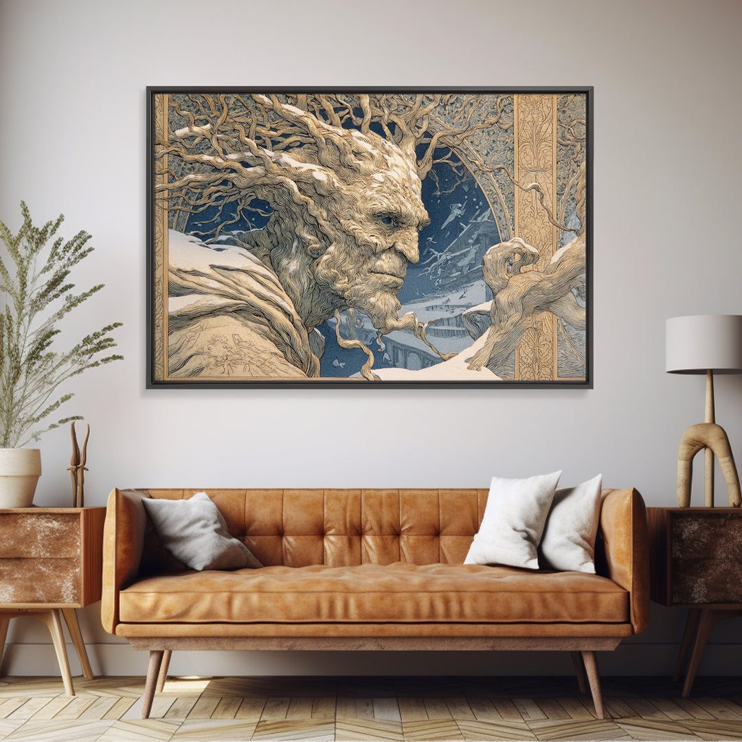 The Hollow-Tree Monster, Symbolist Death Art, Landscape Wall Art, Dark Halloween Decor, Canvas Print, Halloween Wall Art