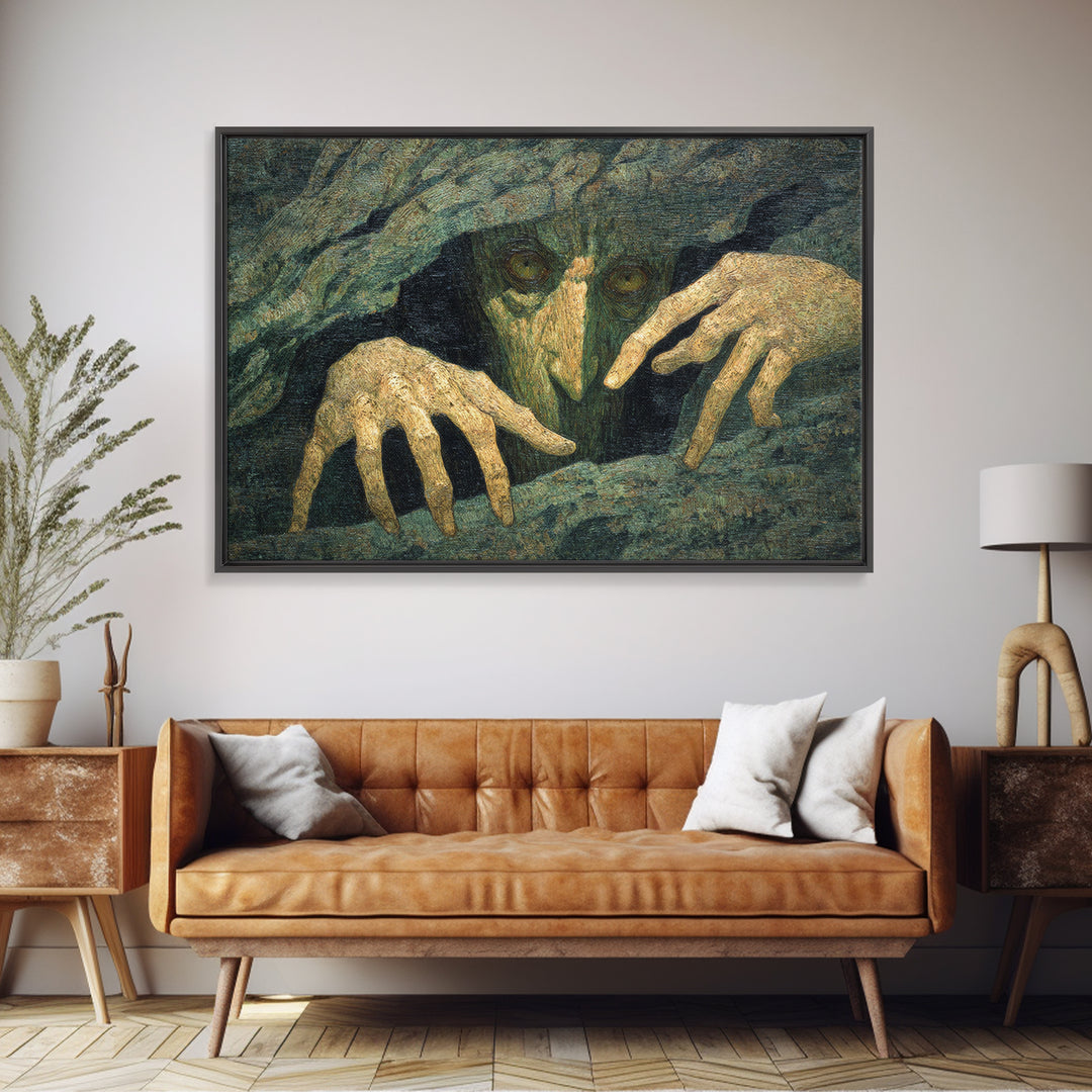 The Hollow-Tree Monster, Dark Symbolist Art, Landscape Wall Art, Dark Fantasy Wall Art, Canvas Print, Halloween Wall Art