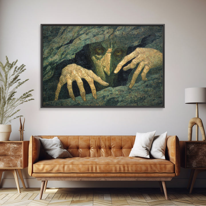 The Hollow-Tree Monster, Dark Symbolist Art, Landscape Wall Art, Dark Fantasy Wall Art, Canvas Print, Halloween Wall Art