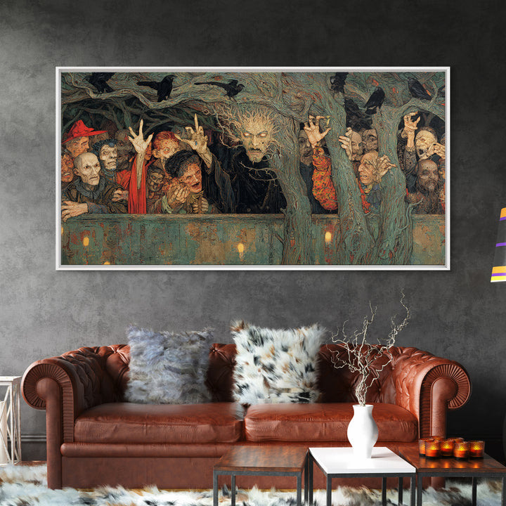 The Hollow-Tree Monster, Grotesque Carnival Art, Wide Panoramic Art, Dark Fantasy Wall Art, Canvas Print, Halloween Wall Art