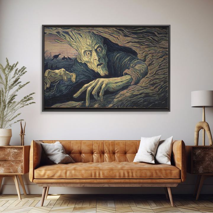 The Hollow-Tree Monster, Expressionist Gothic Art, Landscape Wall Art, Dark Halloween Decor, Canvas Print, Halloween Wall Art