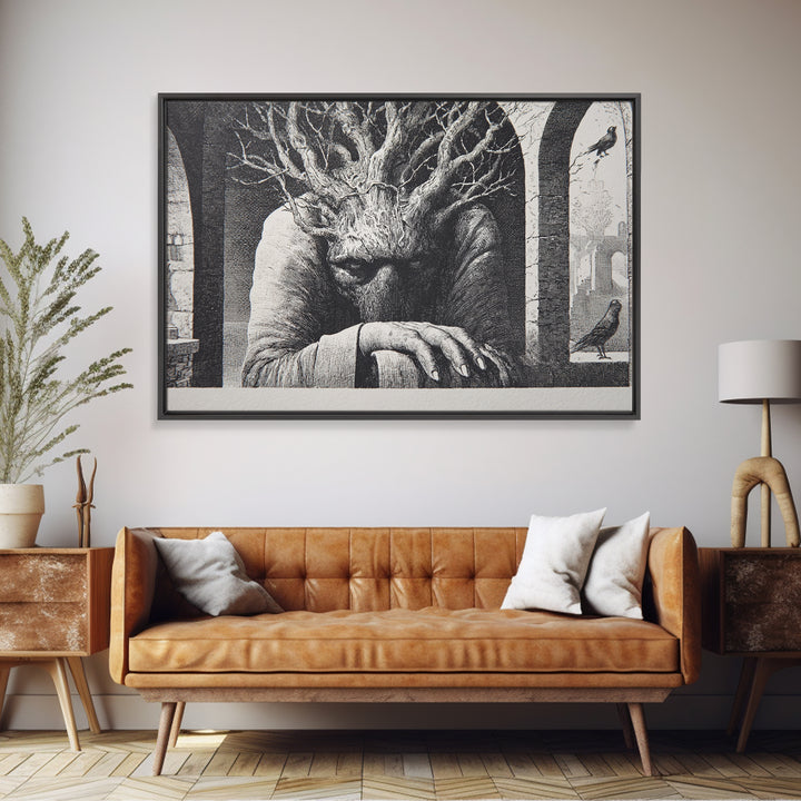 The Hollow-Tree Monster, Victorian Macabre Art, Landscape Wall Art, Macabre Wall Art, Canvas Print, Halloween Wall Art