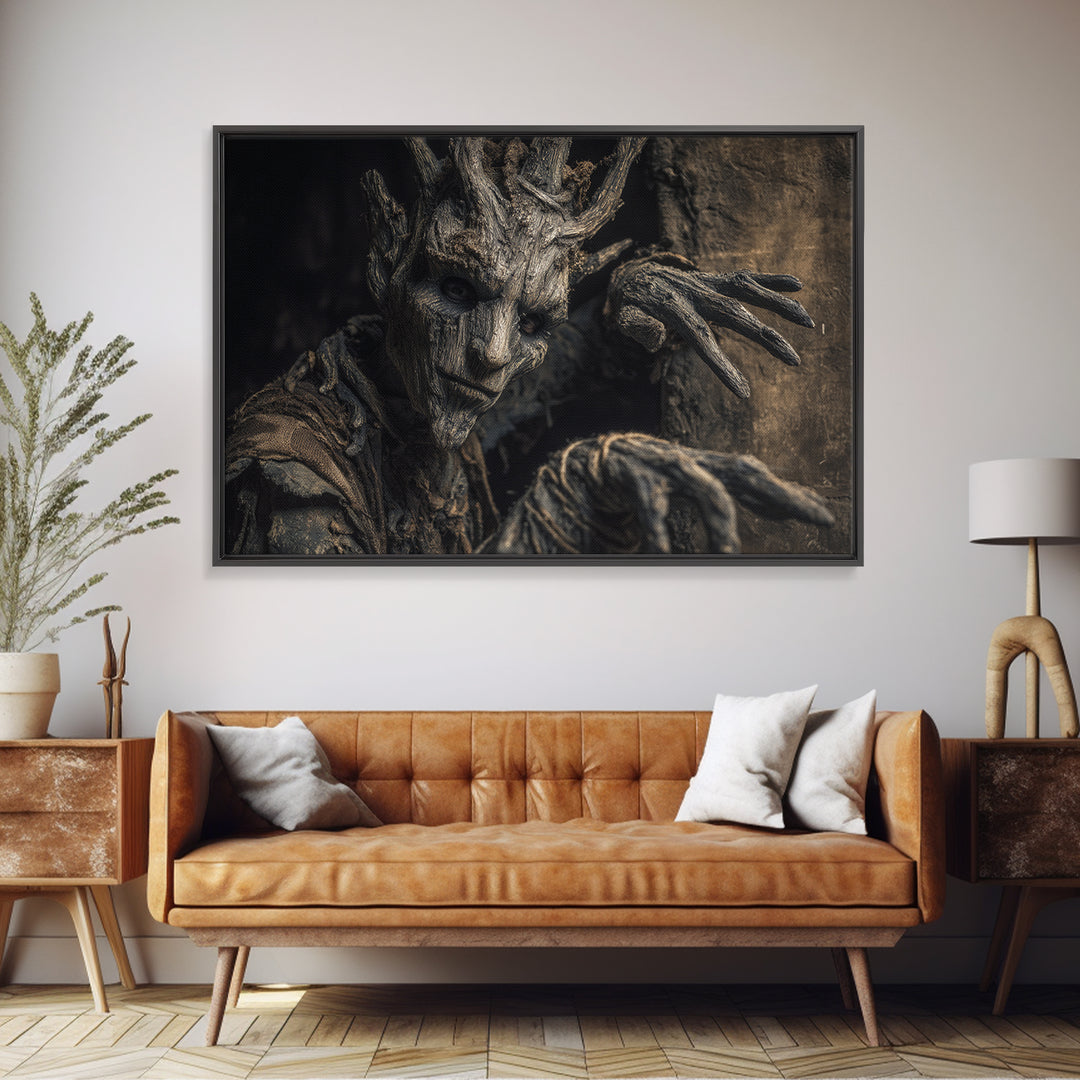 The Hollow-Tree Monster, Surreal Apocalyptic Art, Landscape Wall Art, Dark Halloween Decor, Canvas Print, Halloween Wall Art