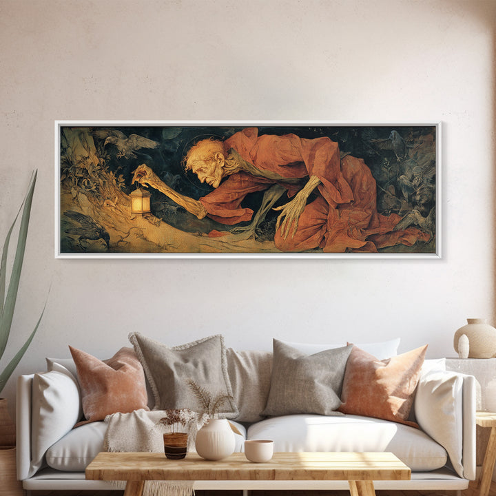 The Crossroads Spirit, Dark Renaissance Art, Extra Wide Wall Art, Gothic Horror Wall Art, Framed Canvas Print, Halloween Wall Art