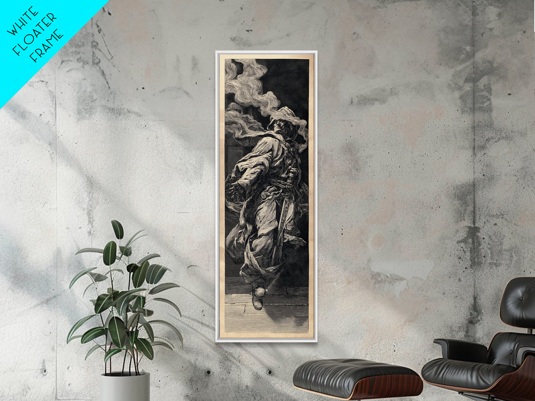 The Crossroads Spirit, Architectural Etching Art, Tall Narrow Wall Art, Dark Fantasy Wall Art, Framed Canvas Print