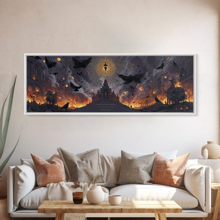 The Crossroads Spirit, Apocalyptic Romantic Art, Extra Wide Wall Art, Dark Halloween Decor, Canvas Print, Halloween Wall Art