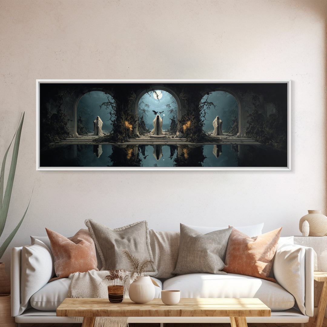 The Crossroads Spirit, Symbolist Gothic Landscape, Extra Wide Wall Art, Dark Fantasy Wall Art, Canvas Print, Halloween Wall Art