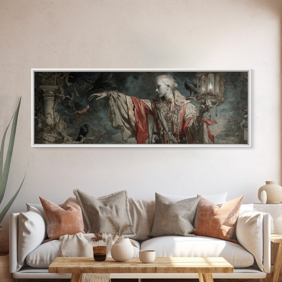The Crossroads Spirit, Ornate Symbolist Art, Extra Wide Wall Art, Gothic Horror Wall Art, Framed Canvas Print, Halloween Wall Art