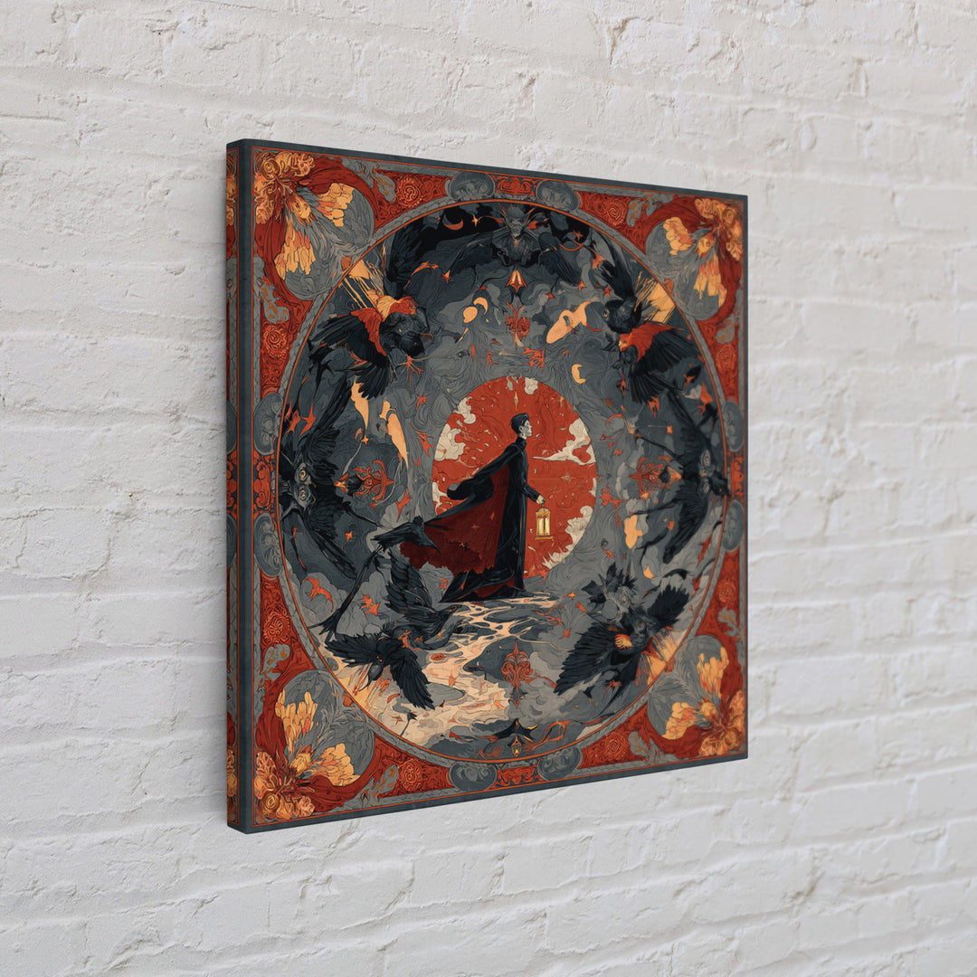 The Crossroads Spirit, Dark Symbolist Art, Square Wall Art, Macabre Wall Art, Framed Canvas Print, Halloween Wall Art