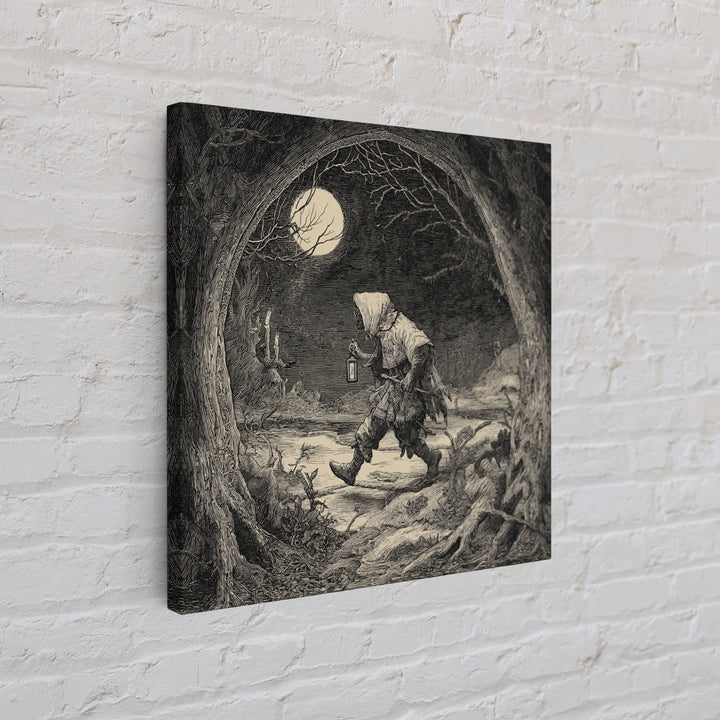 The Crossroads Spirit, Expressionist Nightmare Art, Square Wall Art, Dark Halloween Decor, Framed Canvas Print, Halloween Wall Art