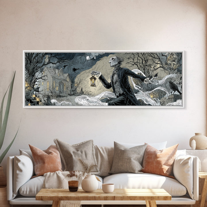 The Crossroads Spirit, Victorian Macabre Art, Extra Wide Wall Art, Macabre Wall Art, Framed Canvas Print, Halloween Wall Art