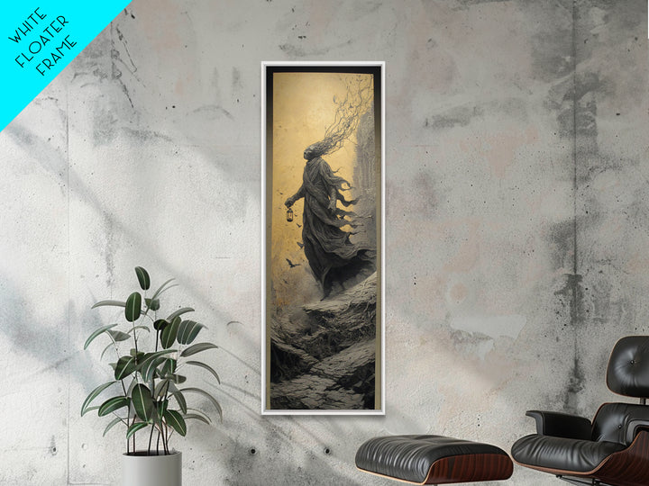 The Crossroads Spirit, Surreal Apocalyptic Art, Tall Narrow Wall Art, Macabre Wall Art, Canvas Print, Halloween Wall Art