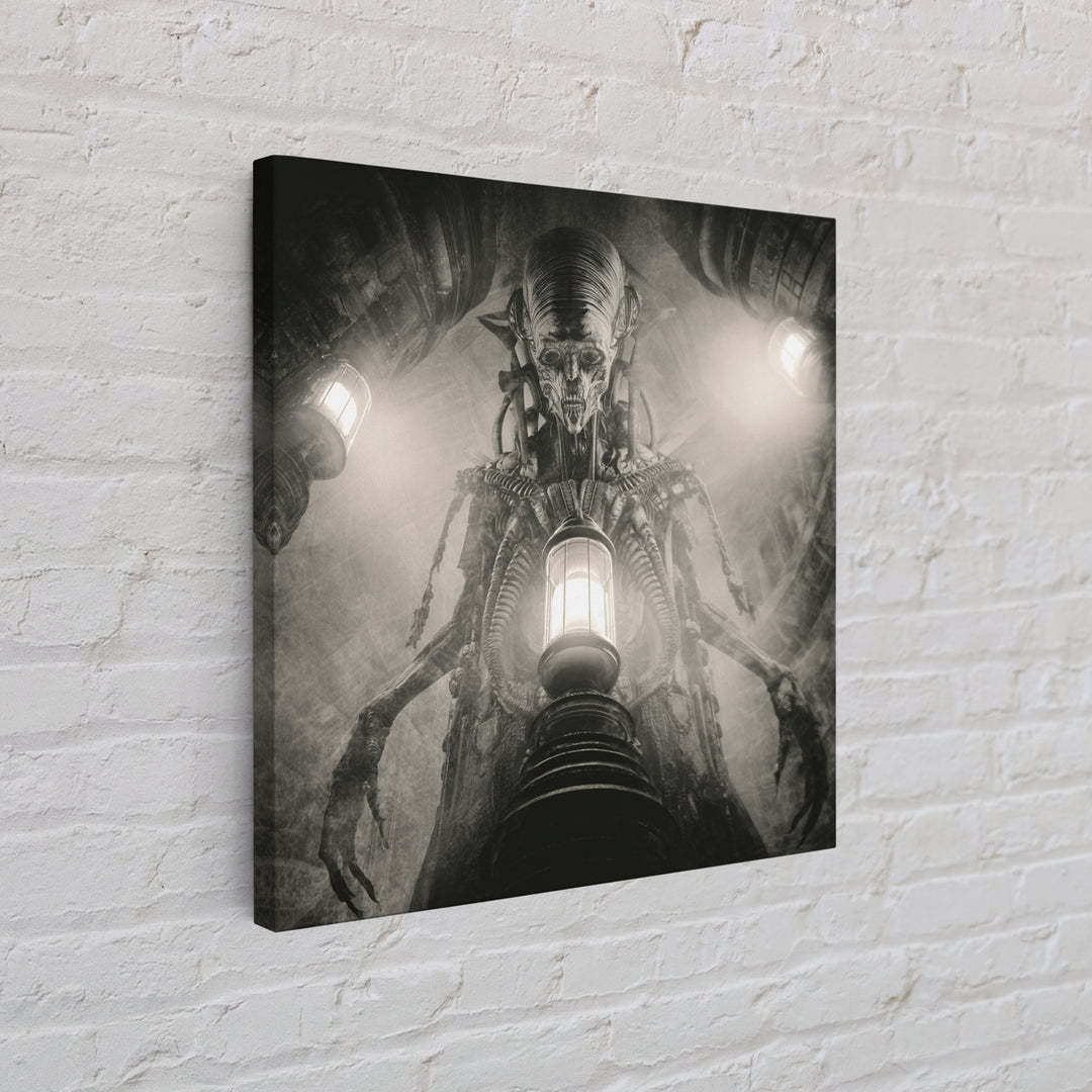 The Crossroads Spirit, Biomechanical Horror Art, Square Wall Art, Dark Fantasy Wall Art, Canvas Print, Halloween Wall Art, Gothic Home Decor