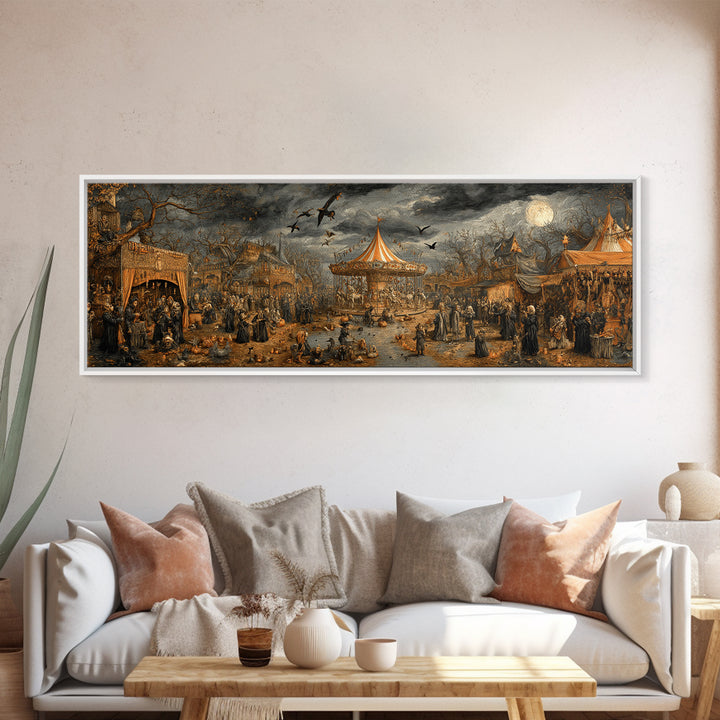 The Abandoned Carnival, Medieval Grotesque Art, Extra Wide Wall Art, Macabre Wall Art, Canvas Print, Halloween Wall Art