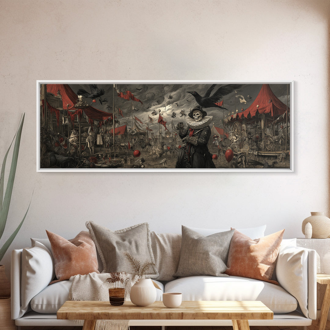 The Abandoned Carnival, Danse Macabre Art, Extra Wide Wall Art, Gothic Horror Wall Art, Canvas Print, Halloween Wall Art