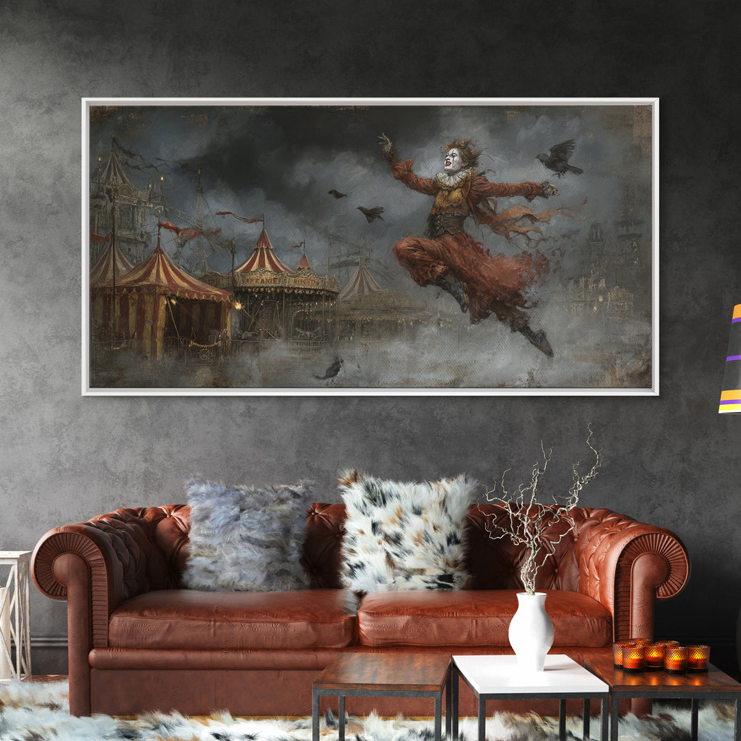 The Abandoned Carnival, Visionary Gothic Art, Wide Panoramic Art, Dark Fantasy Wall Art, Canvas Print, Halloween Wall Art