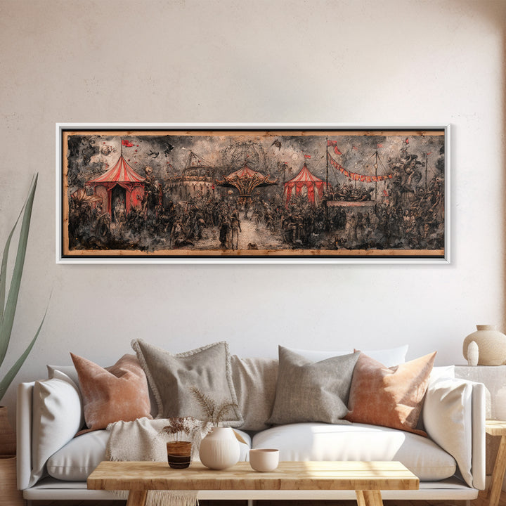 The Abandoned Carnival, Symbolist Dream Art, Extra Wide Wall Art, Gothic Horror Wall Art, Canvas Print, Halloween Wall Art