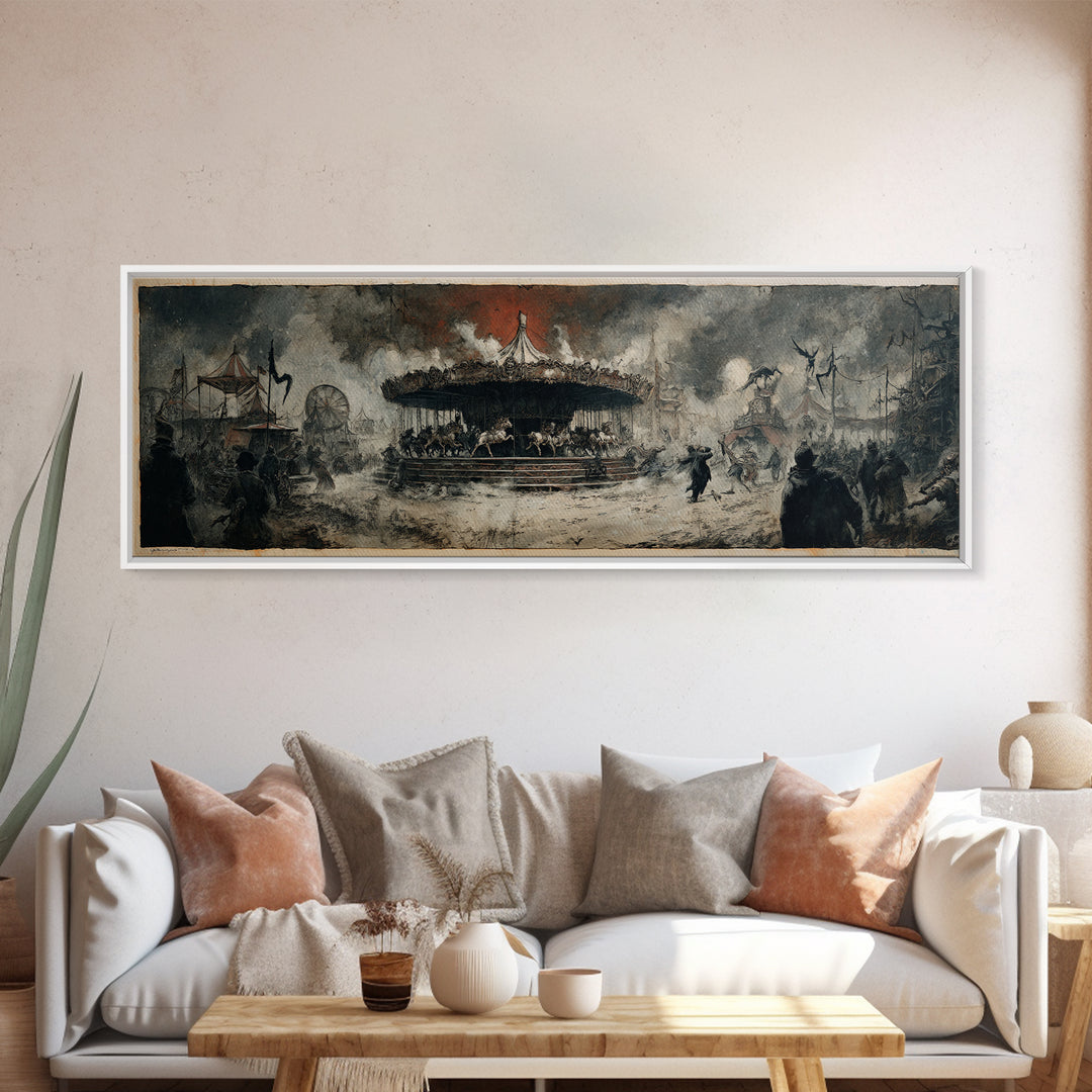 The Abandoned Carnival, Decadent Gothic Art, Extra Wide Wall Art, Dark Fantasy Wall Art, Framed Canvas Print, Halloween Wall Art