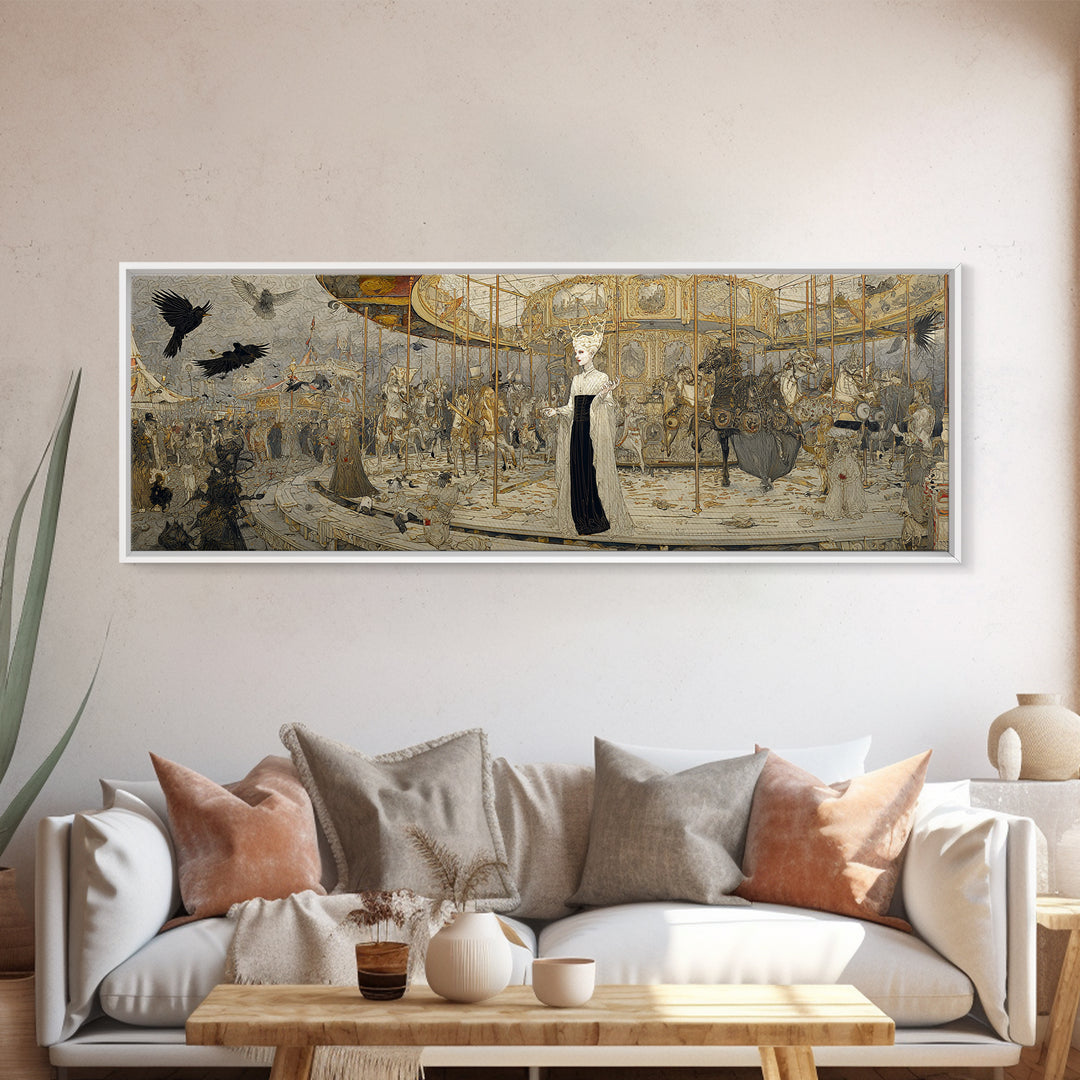 The Abandoned Carnival, Symbolist Death Art, Extra Wide Wall Art, Gothic Horror Wall Art, Framed Canvas Print, Halloween Wall Art