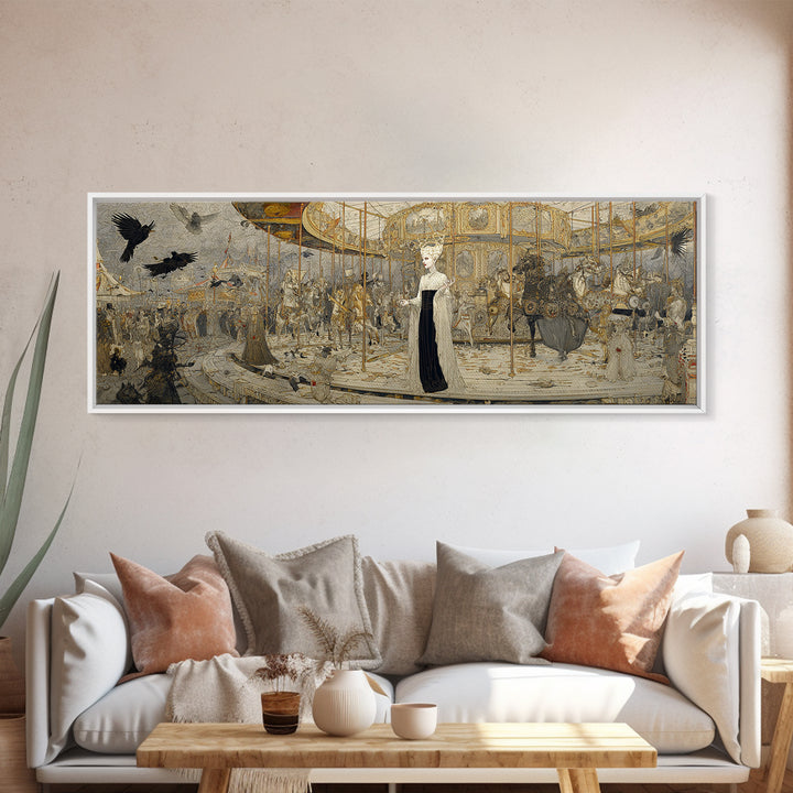 The Abandoned Carnival, Symbolist Death Art, Extra Wide Wall Art, Gothic Horror Wall Art, Framed Canvas Print, Halloween Wall Art