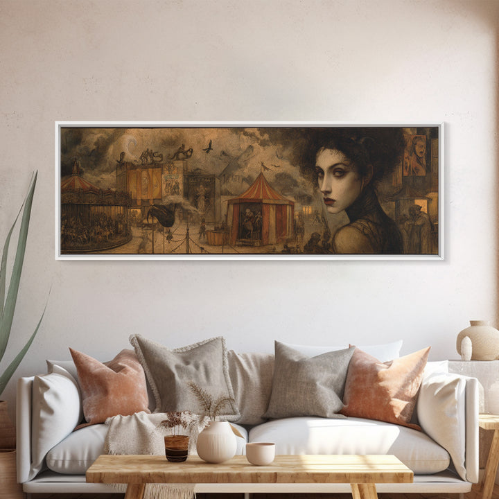 The Abandoned Carnival, Dark Symbolist Art, Extra Wide Wall Art, Dark Fantasy Wall Art, Framed Canvas Print, Halloween Wall Art