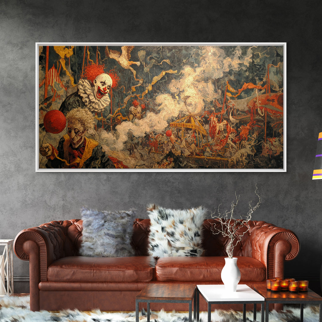 The Abandoned Carnival, Grotesque Carnival Art, Wide Panoramic Art, Dark Fantasy Wall Art, Canvas Print, Halloween Wall Art