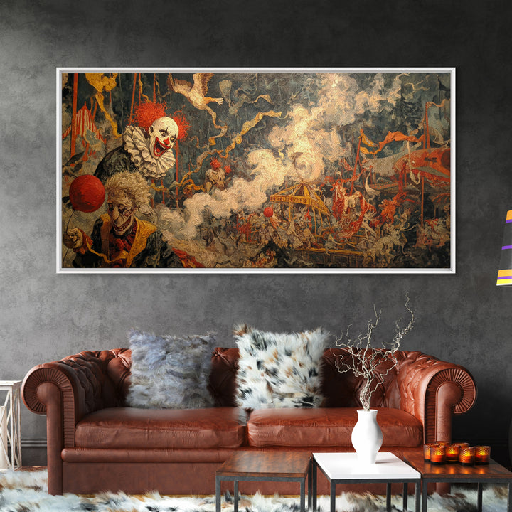 The Abandoned Carnival, Grotesque Carnival Art, Wide Panoramic Art, Dark Fantasy Wall Art, Canvas Print, Halloween Wall Art
