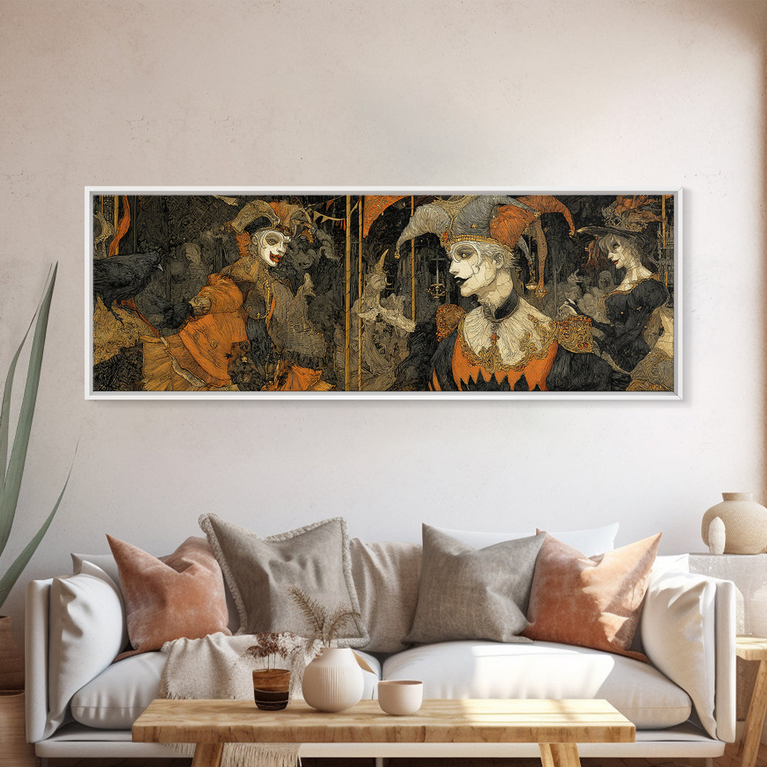 The Abandoned Carnival, Stained Glass Gothic Art, Extra Wide Wall Art, Dark Fantasy Wall Art, Canvas Print, Halloween Wall Art