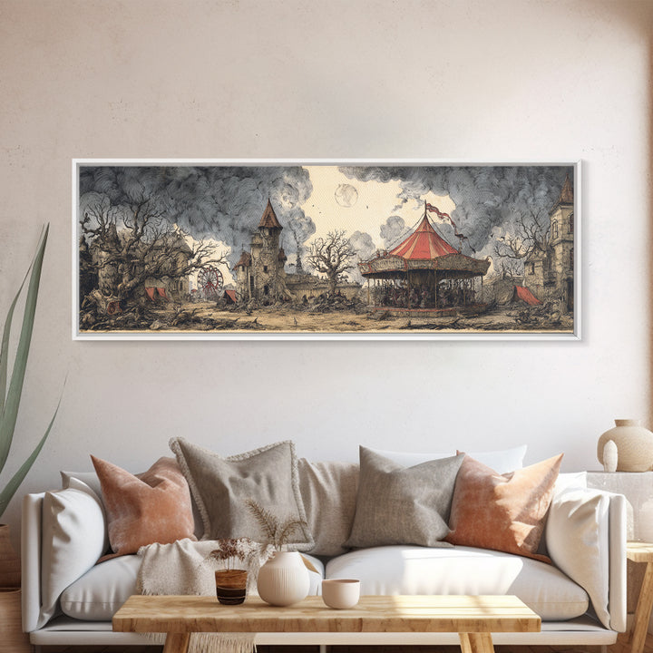 The Abandoned Carnival, Victorian Macabre Art, Extra Wide Wall Art, Dark Fantasy Wall Art, Canvas Print, Halloween Wall Art