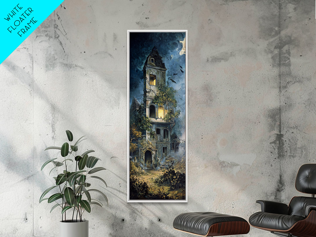 The Haunted Manor, Dark Renaissance Art, Tall Narrow Wall Art, Macabre Wall Art, Canvas Print, Halloween Wall Art