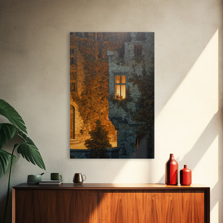 The Haunted Manor, Danse Macabre Art, Vertical Wall Art, Dark Halloween Decor, Canvas Print, Halloween Wall Art