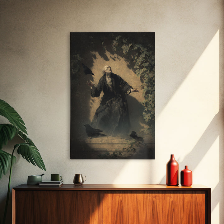 The Haunted Manor, Dark Romantic Horror Art, Vertical Wall Art, Gothic Horror Wall Art, Canvas Print, Halloween Wall Art