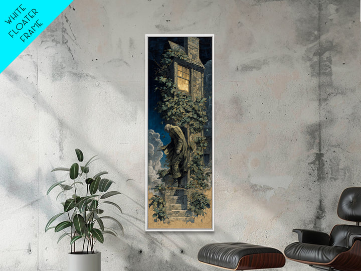 The Haunted Manor, Gothic Nightmare Art, Tall Narrow Wall Art, Gothic Horror Wall Art, Framed Canvas Print, Halloween Wall Art