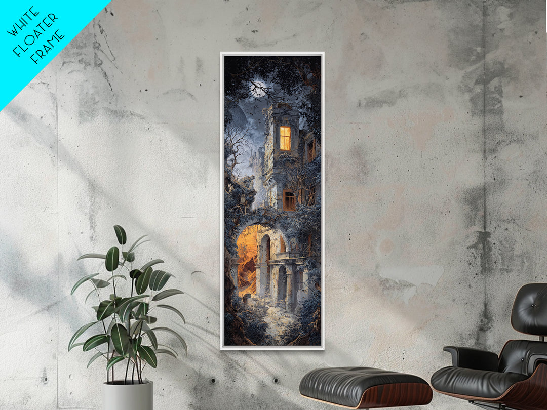 The Haunted Manor, Apocalyptic Romantic Art, Tall Narrow Wall Art, Gothic Horror Wall Art, Canvas Print, Halloween Wall Art