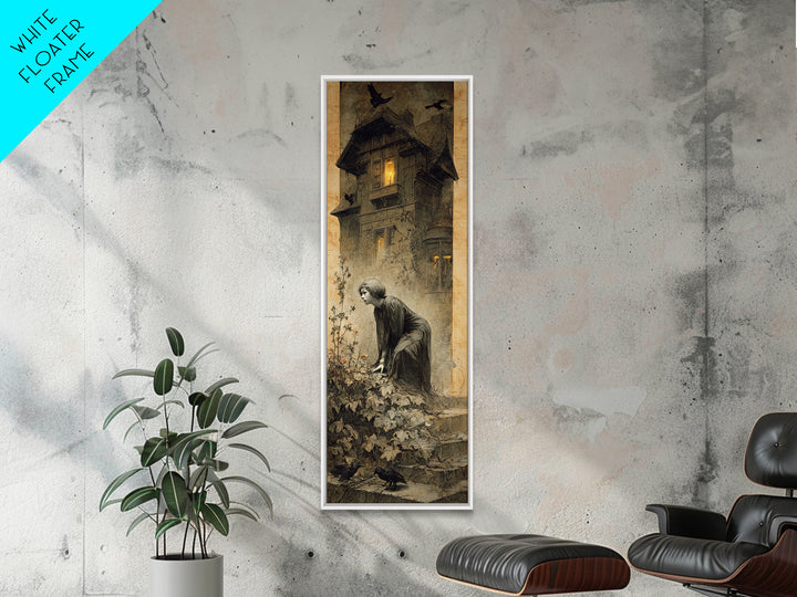 The Haunted Manor, Symbolist Dream Art, Tall Narrow Wall Art, Gothic Horror Wall Art, Canvas Print, Halloween Wall Art