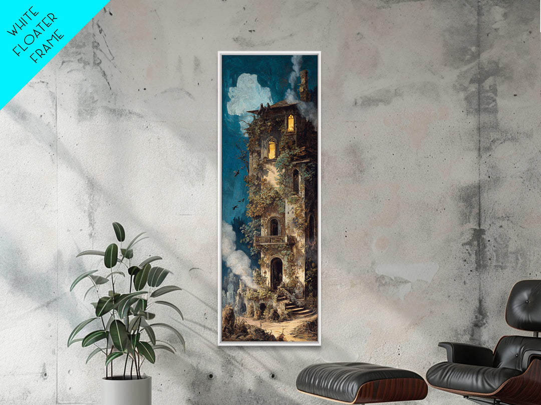 The Haunted Manor, Ornate Symbolist Art, Tall Narrow Wall Art, Macabre Wall Art, Canvas Print, Halloween Wall Art, Gothic Home Decor
