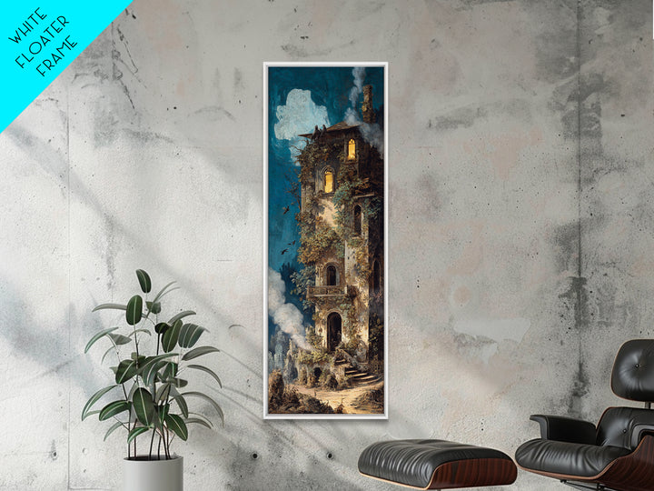 The Haunted Manor, Ornate Symbolist Art, Tall Narrow Wall Art, Macabre Wall Art, Canvas Print, Halloween Wall Art, Gothic Home Decor