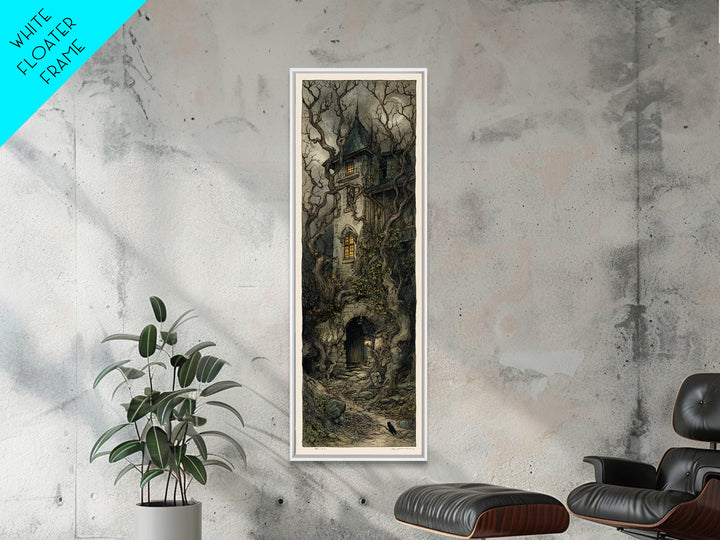 The Haunted Manor, Gothic Storybook Art, Tall Narrow Wall Art, Macabre Wall Art, Canvas Print, Halloween Wall Art, Statement Wall Art