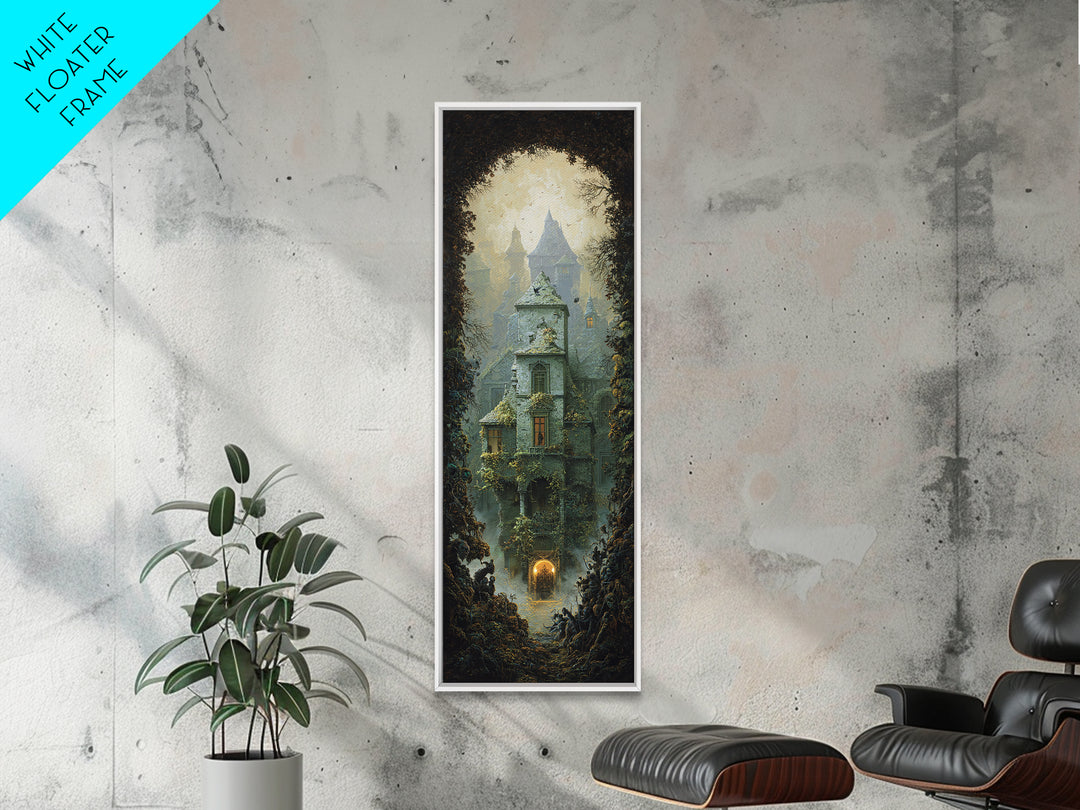 The Haunted Manor, Surreal Apocalyptic Art, Tall Narrow Wall Art, Dark Fantasy Wall Art, Canvas Print, Halloween Wall Art