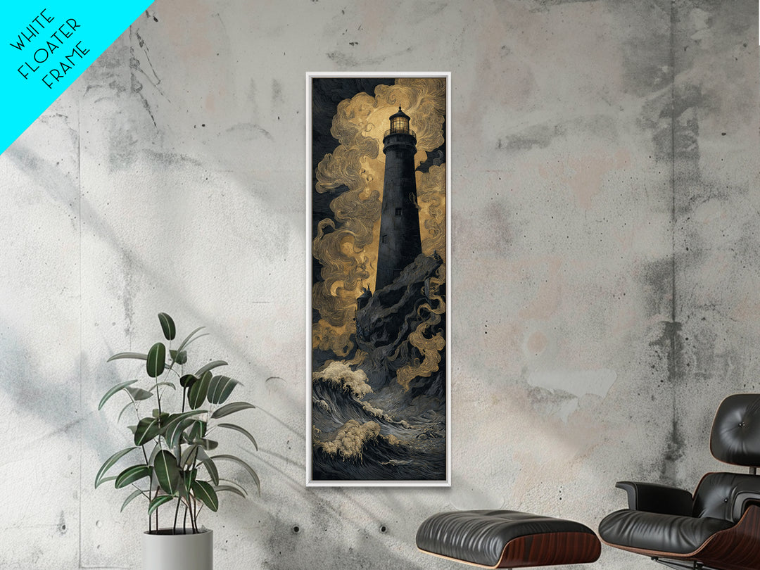 The Cursed Lighthouse, Dark Symbolist Art, Tall Narrow Wall Art, Macabre Wall Art, Canvas Print, Halloween Wall Art