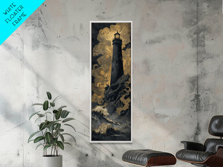 The Cursed Lighthouse, Dark Symbolist Art, Tall Narrow Wall Art, Macabre Wall Art, Canvas Print, Halloween Wall Art